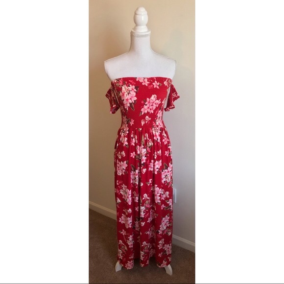 red floral summer dress
